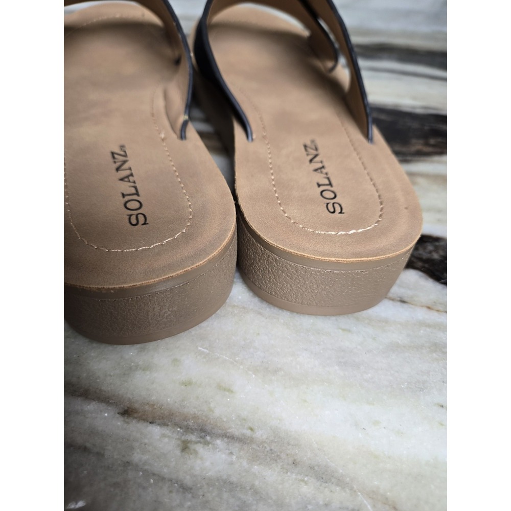 Solanz Black Crisscross Strap Sandals 7 - Picture 6 of 10